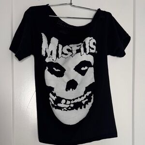 Official Misfits Branded Band Tee Raw Hem Collar